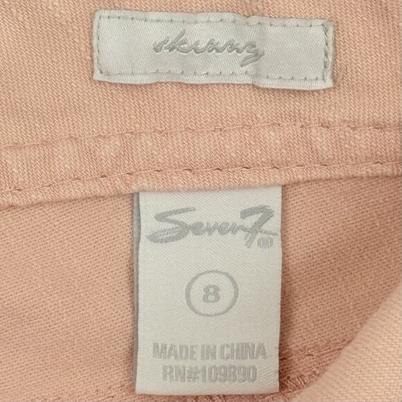 Seven7 Women’s Pink Peach Fray-Hem Denim Shorts Size 8 Stretch Cut Off - Picture 3 of 15